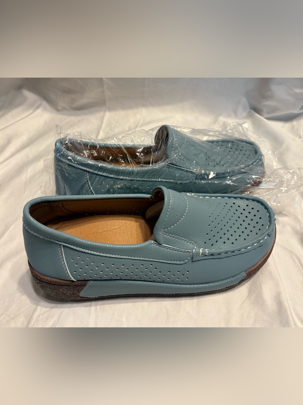 Light Blue Men’s Slip-On Perforated Loafers